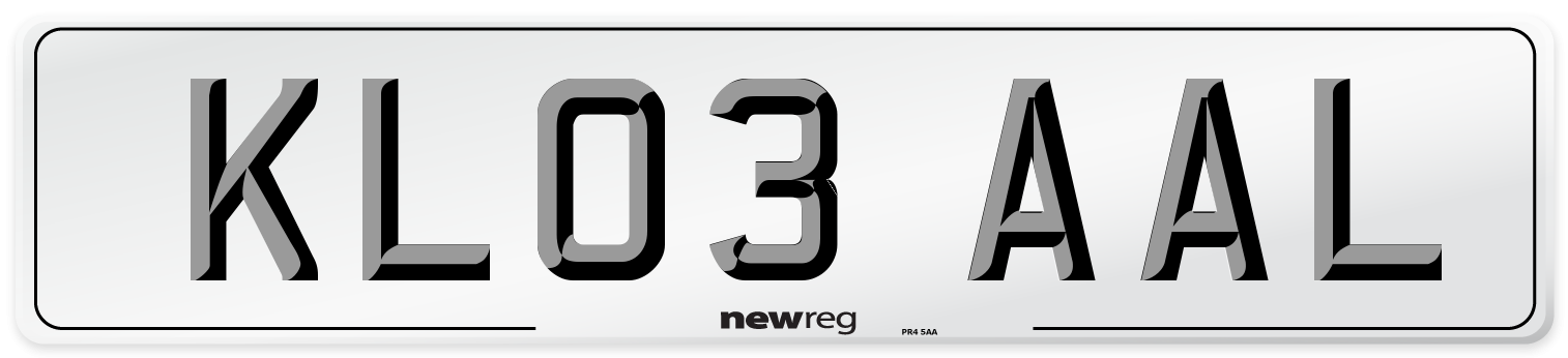 KL03 AAL Number Plate from New Reg